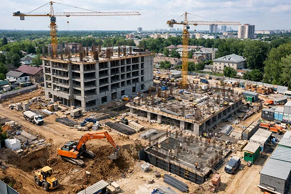Aerial photo of a build site