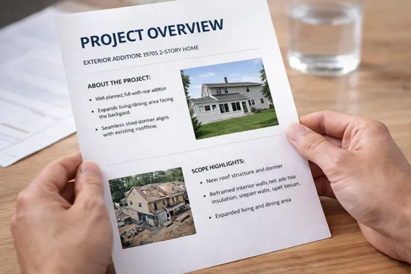 Photo of a person holding an overview sheet